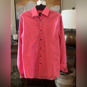 2/$30 JF J. Ferrar Men's Hot Pink Button-Up Dress Shirt Small 14-14 1/2 34-35